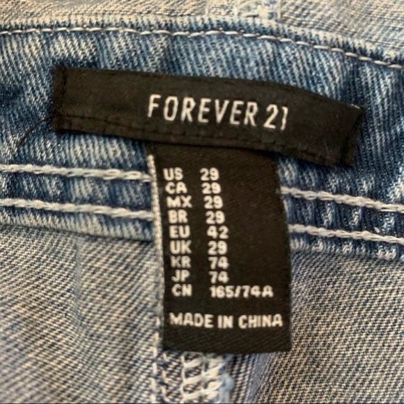 Forever 21 lace up denim overall jean frayed shorts 29 festival wear - Picture 6 of 6